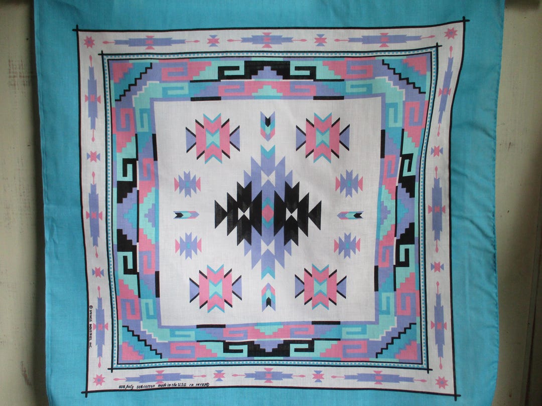 Vintage 1980s Springs Industries Bandana Southwest Native Inspired