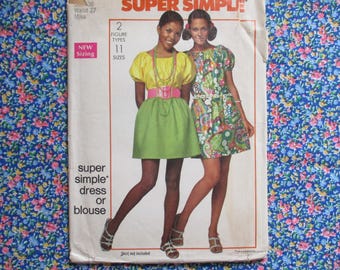 vintage 1960s simplicity sewing pattern misses super simple dress or blouse size 14