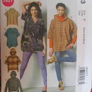 McCalls 2000s sewing pattern 6603 misses oversized tops UNCUT size XS-S-M