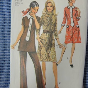 vintage 1970er Jahre Chicco Iunicity Schnittmuster 9170 für Mädchen, Kleid oder Tunika und Hose Gr. 42