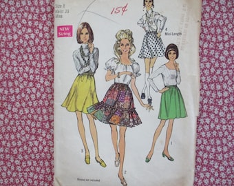 vintage 1960s Simplicity sewing pattern 8595 misses  set of skirts size 8