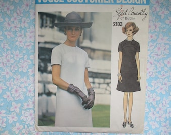 vintage 1960s Vogue Couturier Designer Sybil Connolly of Dublin sewing pattern 2103 misses one piece dress size 12