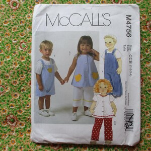 2000s Sewing Pattern Mccalls 4756 Toddler Top Pants and Jumpsuit in Two ...