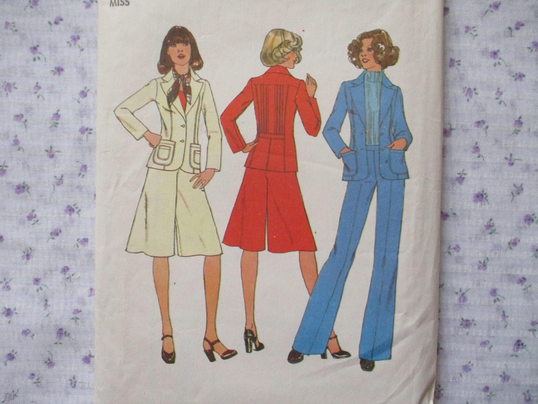 1970's Simplicity Unlined Jacket, Pants, Skirt and Petticoat Pattern - Bust 32.5
