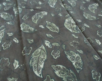 Vintage 1980s army green rayon crepe fabric leaves  56&quot; wide BTY