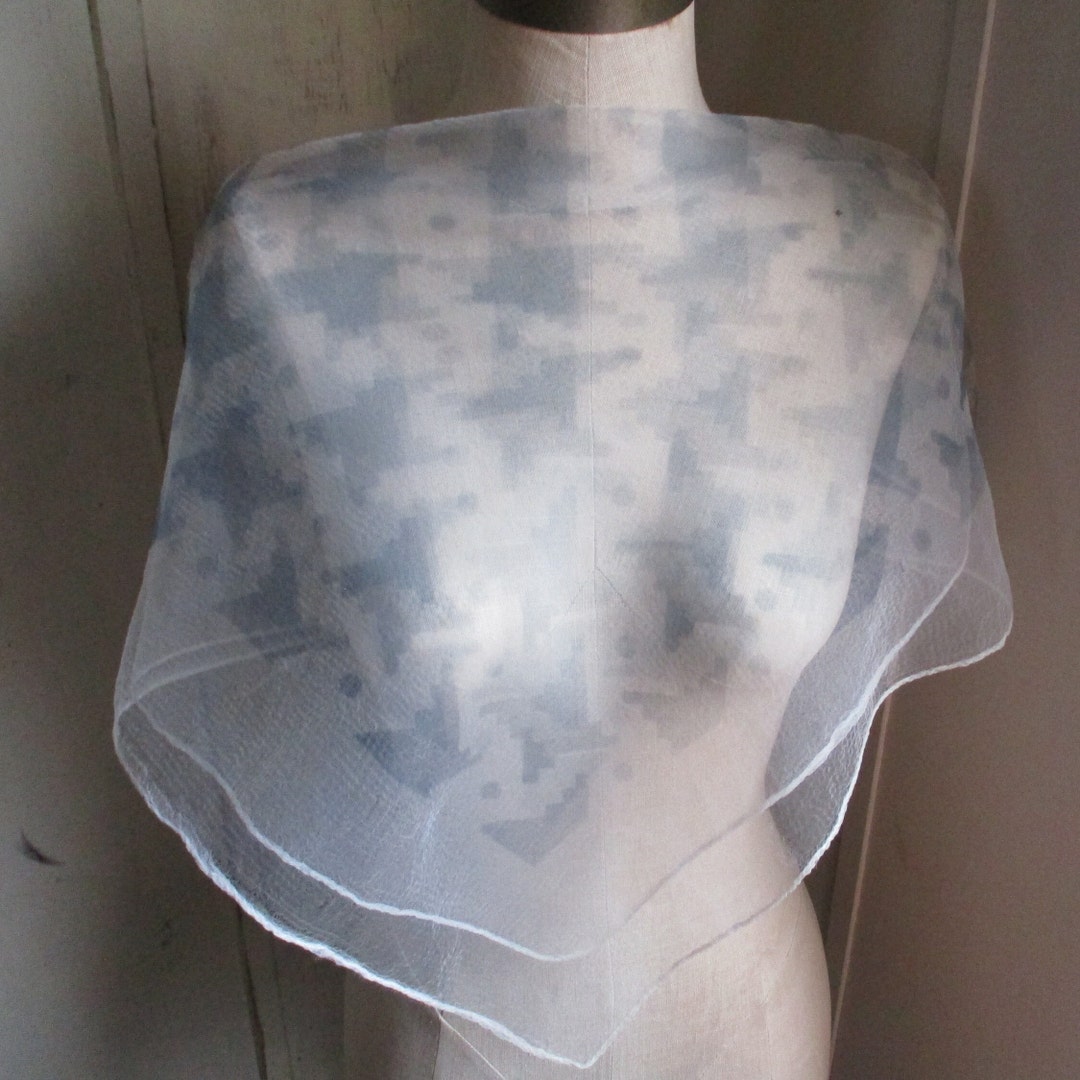 Nilon Scarf Vintage 1960s Mod Era Sheer Nylon Scarf Abstract Houndstooth Plaid 27 X ...