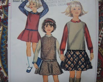 vintage 1960s Simplicity sewing pattern 6661 girls jumper and blouse size 12