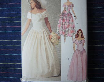 vintage 1990s Butterick sewing pattern 5252 bridal gown and petticoat and bridesmaid dresses size 6-8-10