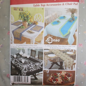 2000s sewing pattern Simplicity Home decorating Table top accessories and chair pad place mats runners table cloth UNCUT
