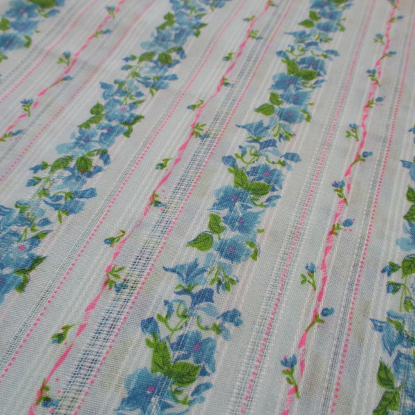 Vintage 1960s fabric cotton polyester blend floral striped 44 inches wide bty