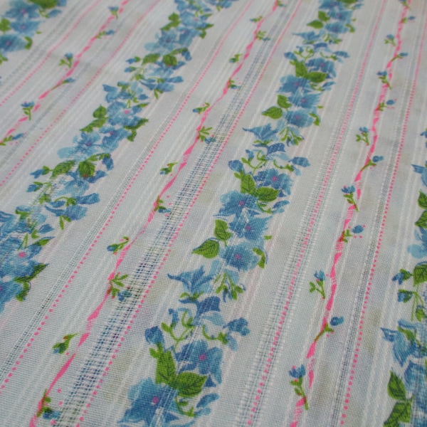 Tela vintage de los años 60, mezcla de algodón y poliéster, estampado floral a rayas, 44 pulgadas de ancho (paquete)
