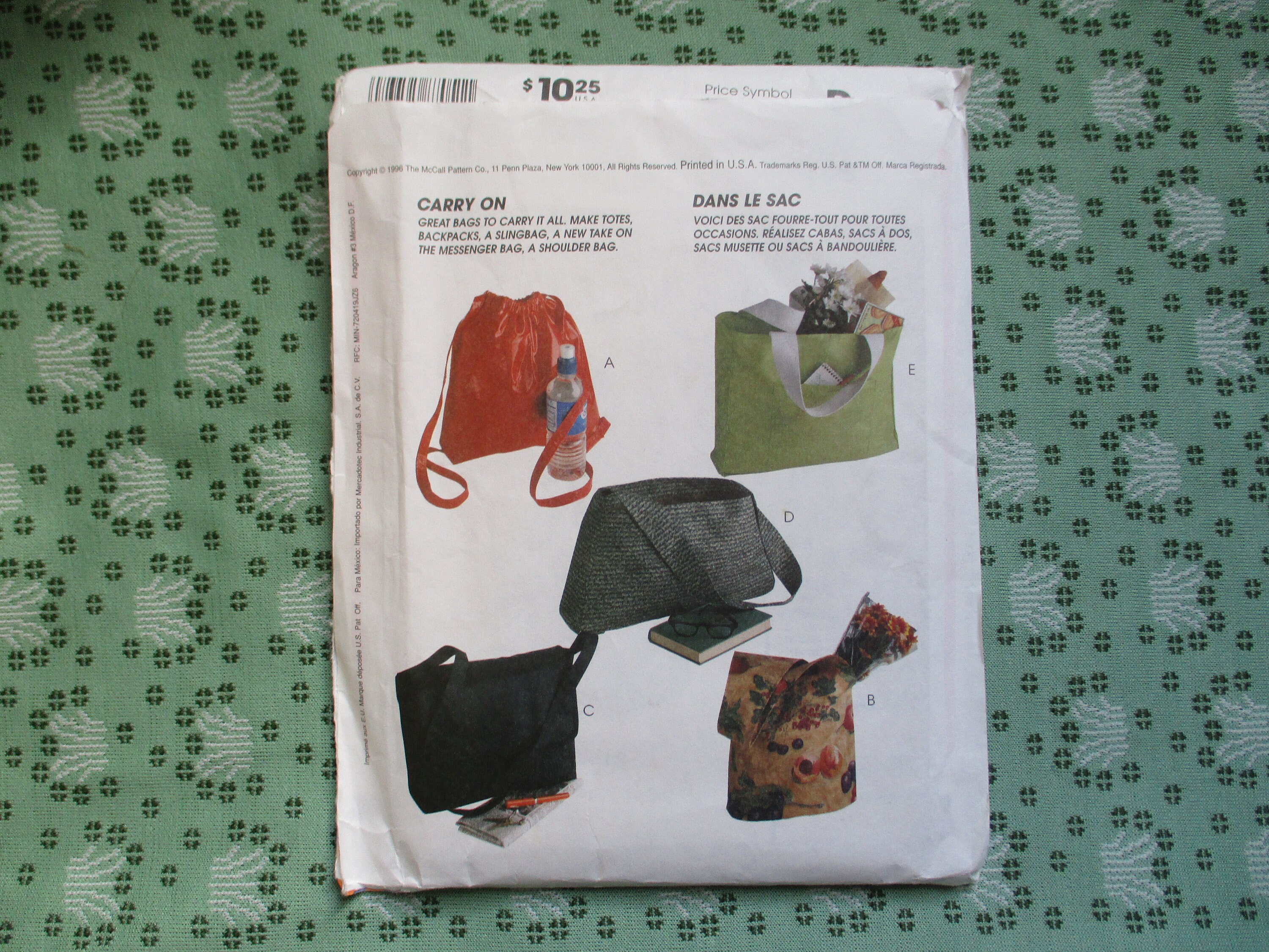 Vintage 1990s Simplicity Sewing Pattern 8705 Bags Purses Totes Backpack ...