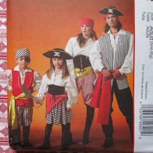 Patrón de costura McCalls de los años 2000, número 4952. Disfraz de pirata Jack Sparrow para adultos, tallas S-M-L-XL. Sin cortar.