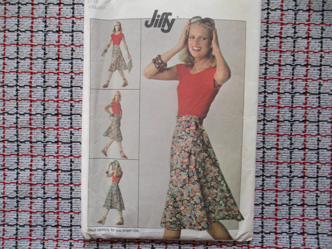 Vintage 1980s Simplicity Sewing Pattern 7876 Jiffy Front Wrap Skirt ...