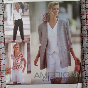Vintage 1990-tals Simplicity sömnadsmönster 8239 saknar byxor eller shorts, topp och ofodrad jacka storlek 12-16