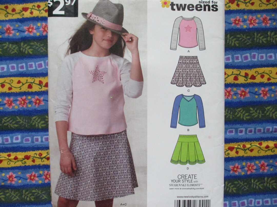 2010s New Look Sewing Pattern 6241 Tweens Skirt and Top UNCUT Size 8-16 ...