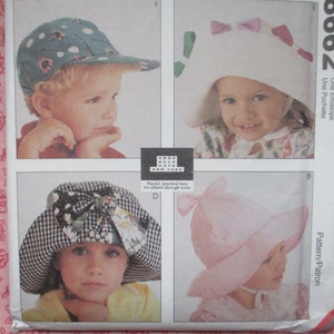 Pacote de chapéu infantil com molde de costura McCalls vintage dos anos 90 8662