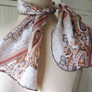 Vintage 1970s polyester scarf diagonal paisley stripes  11 x 31 inches