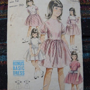 vintage 1960s Butterick sewing pattern 3345 girls dress jacket peplum cummerbund size 12