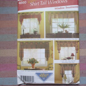 2000s sewing pattern Simplicity 4660 Home decorating easy shirt tails window treatments one size UNCUT
