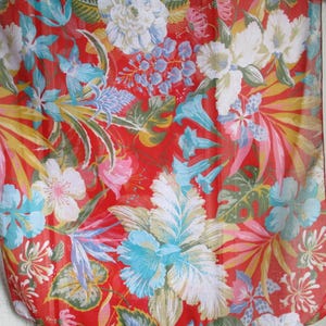 Vintage 1980s Glentex polyester and cotton scarf partially sheer floral flowers made in the USA  21 x 21.5 inches