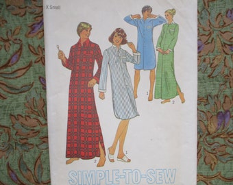 Padrão de costura Simplicity vintage dos anos 1970 7723, camisola simples de costurar em dois comprimentos, tamanho XS SEM CORTES