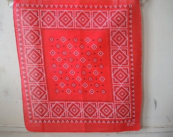 Vintage 1950s cotton bandana fast color made in the USA red NOS never used 16 x 18 inches