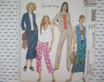 May include: A sewing pattern for women's clothing, featuring three different outfits. The pattern is for sizes AA (6-8-10-12) and is titled "Juanita Iruge 3666".