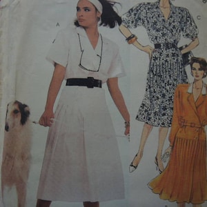 vintage 1980s McCalls sewing pattern 2401 misses dress and belt size 8 UNCUT
