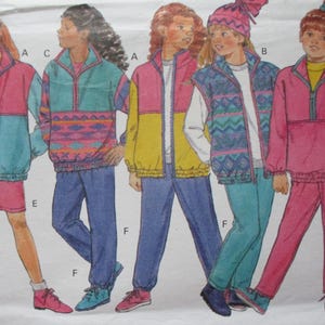 May include: A sewing pattern for four different jackets. The jackets are in various colors, including pink, blue, yellow, and green. The pattern includes instructions for making the jackets, as well as a list of materials needed.