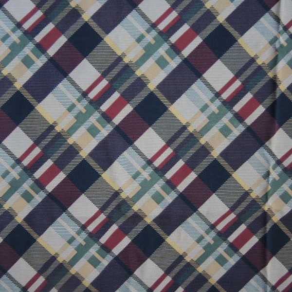 vintage silky synthetic lining fabric no stretch plaid 60 in wide BTY
