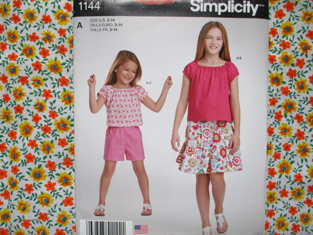 2010s Sewing Pattern Simplicity 1478 Girls' Skirt or Knit Dress or Top ...
