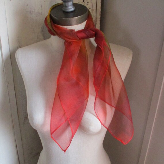 Vintage 1960s mod era sheer nylon chiffon scarf a… - image 5