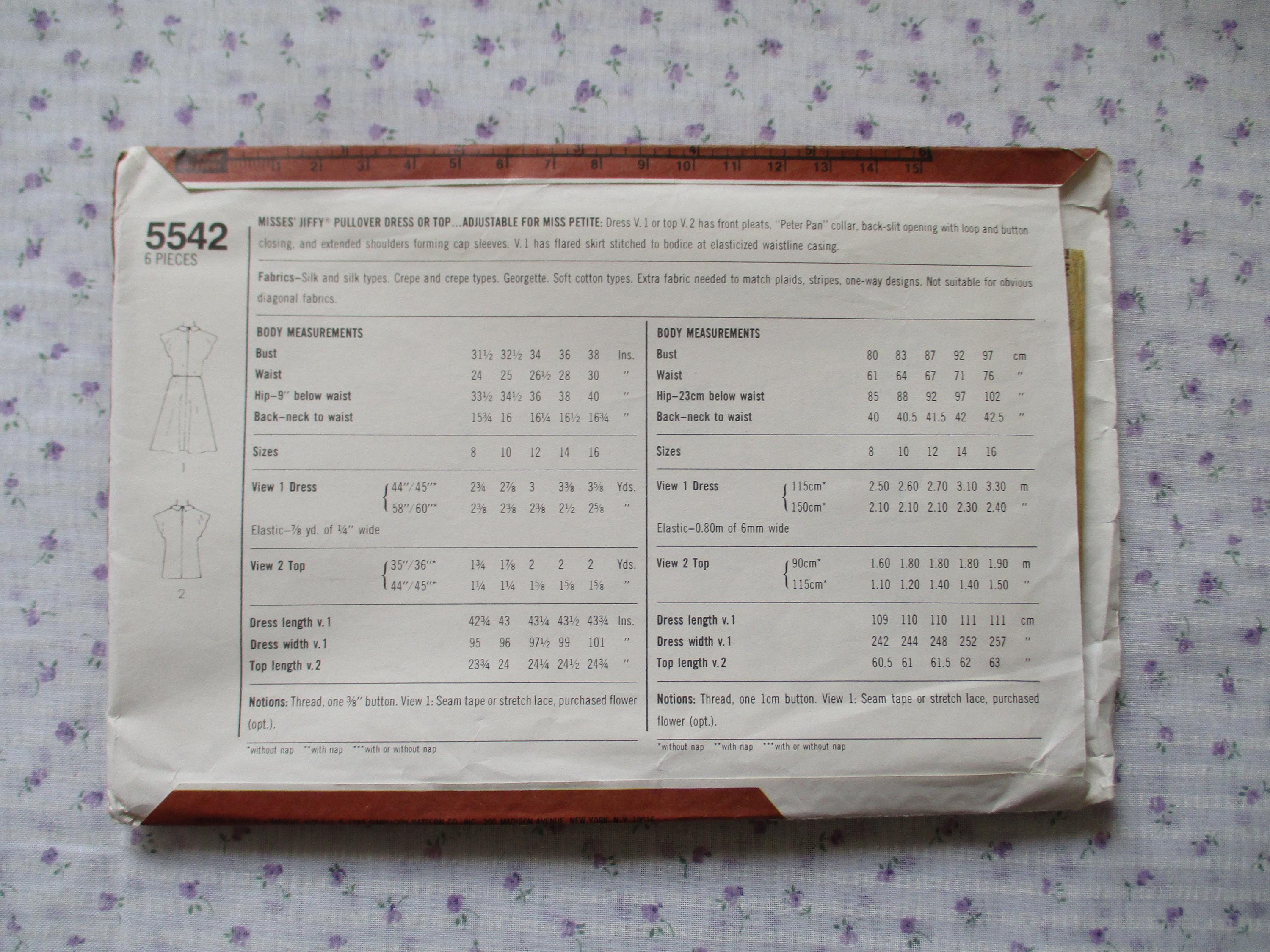 Vintage 1980s Simplicity Sewing Pattern 5542 Misses Jiffy Pullover