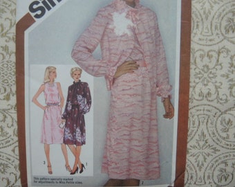 vintage 1970s Simplicity sewing pattern 9945 misses dress with cut in armholes and unlined jacket size 12 UNCUT