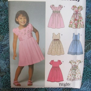 2000s sewing pattern Simplicity 5704 girls&#39; dress with bodice and sleeve  variations size 3-8 UNCUT