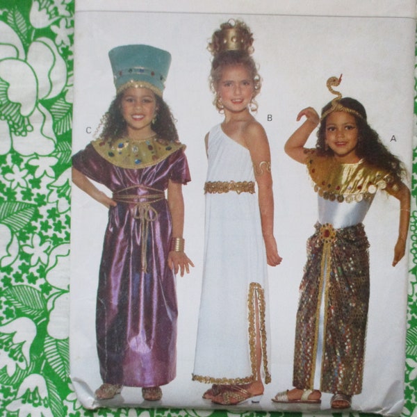 1990s Butterick sewing pattern 3586 Childs halloween costumes Cleopatra, grecian goddess  sizes XS-L 4-14 UNCUT