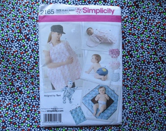 2010s sewing pattern Simplicity 2165 baby Nursery accessories UNCUT diaper cover in three sizes nursing cover changing mat doll bunting