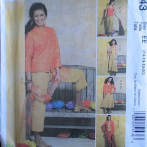 McCalls sewing pattern 5143 misses unlined jacket in two lengths top skirt and pants in two lengths  UNCUT size 14-16-18-20