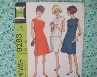 vintage 1960s McCall's sewing pattern 8283 junior two piece dress with slim or full skirt size 11