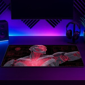 ウルトロンゲーミングマウスパッド、マーベルAIヴィランデスクマット、アベンジャーズロボットマウスパッド、レッドシルバーサイバネティックXXLデスクマット、ゲーマーデコレーション