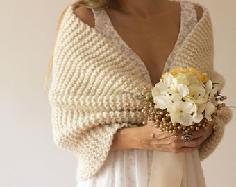 Wedding Wrap, Bride Shawl, Stole, Knit Shrug