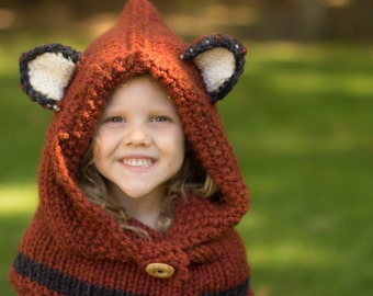 Fox Hat, Animal Hat, Hooded Cowl, Fox Cowl, Hooded Fox Cowl, Fox Hood, Knitted Fox Cowl