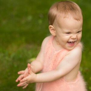 Baby dress, Angora Dress with Lace Bib image 4