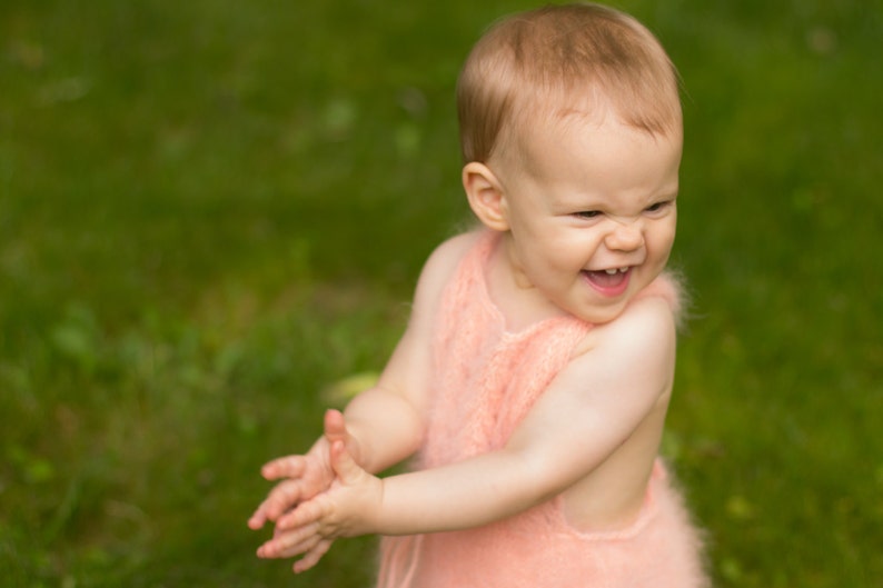 Baby dress, Angora Dress with Lace Bib image 4