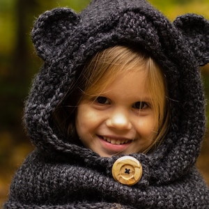 Animal Cowl, Hooded Cowl, Bear Hat, Bear Cowl, Hooded Bear Cowl, Bear Hood, Knitted Bear Cowl