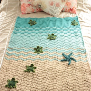 INSTANT DOWNLOAD CRoCHET PaTTERN Sea Turtle Blanket Pattern Includes Blanket, Turtles, & Starfish patterns, Crochet Sea Turtle Blanket image 4