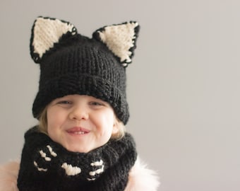 Kitty Cat Hat & Cowl Set || The Kaitlyn Cowl Set