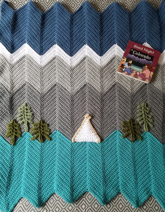 INSTANT DOWNLOAD Crochet Pattern Mountain Adventure Baby Blanket Pattern Incl. Blanket Tent Trees Patterns Crochet Chevron Blanket Etsy Canada
