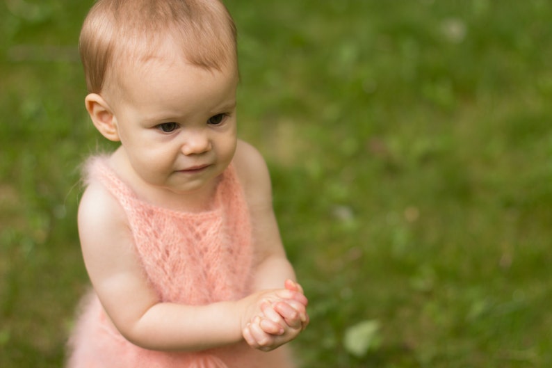 Baby dress, Angora Dress with Lace Bib image 3